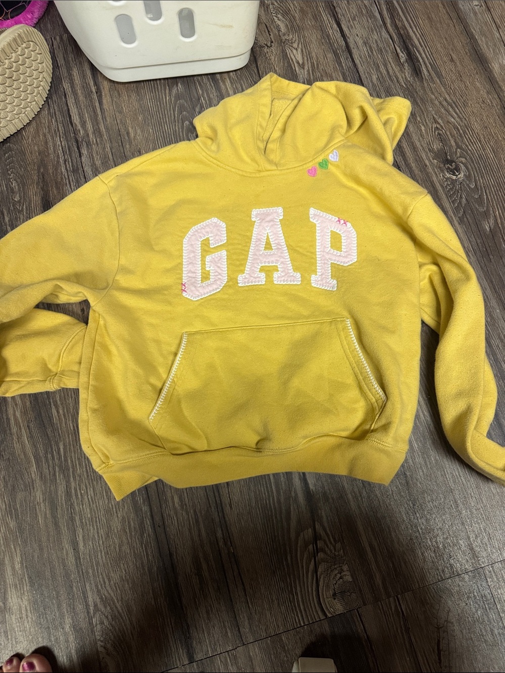 GAP Yellow Logo Hoodie with Heart Accents